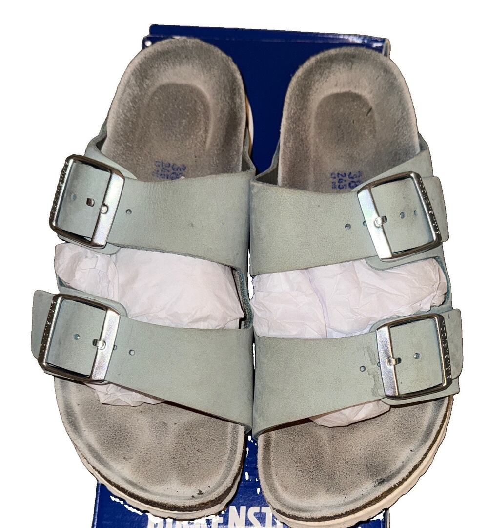 Birkenstock Arizona Size: 7 /38 Soft Footbed Sky (Lt. Blue ) Suede Sandal -Great